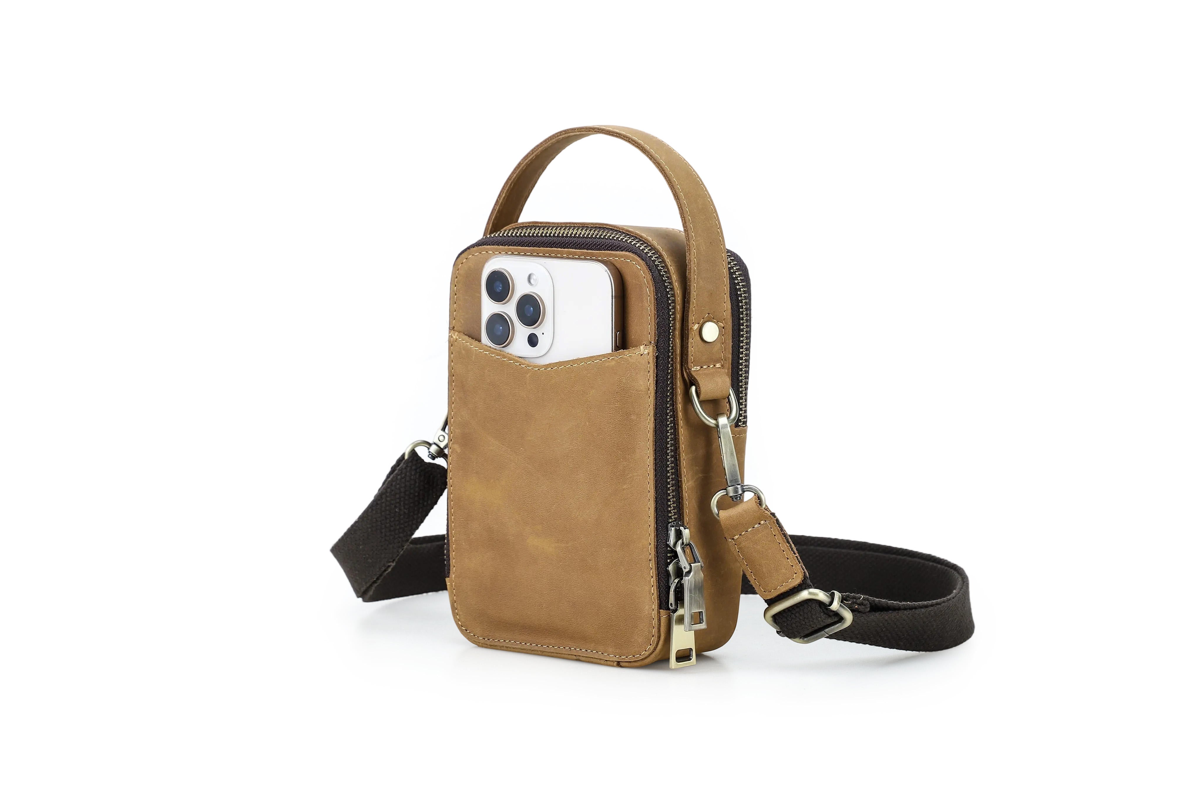 Men's Dark Brown Leather Crossbody Bag — Drayton