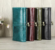 Long Leather Trifold Clutch Wallet