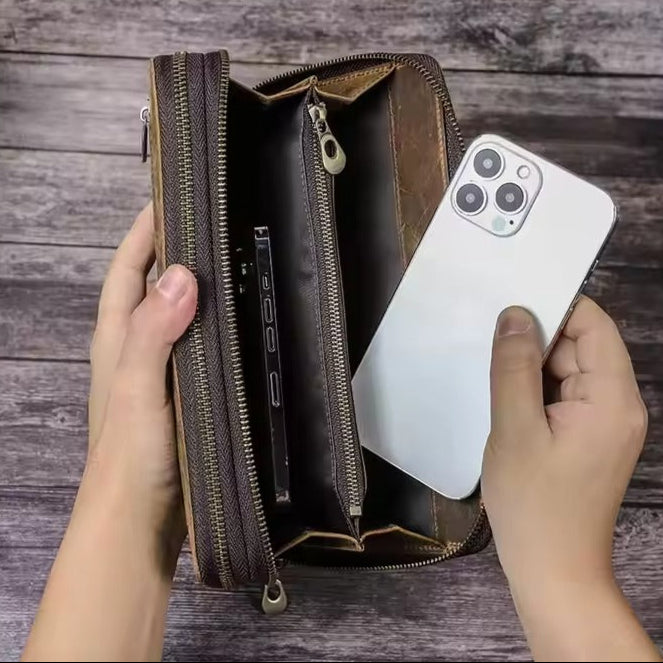 Men's 16 Card Slots Genuine Leather RFID Wallet