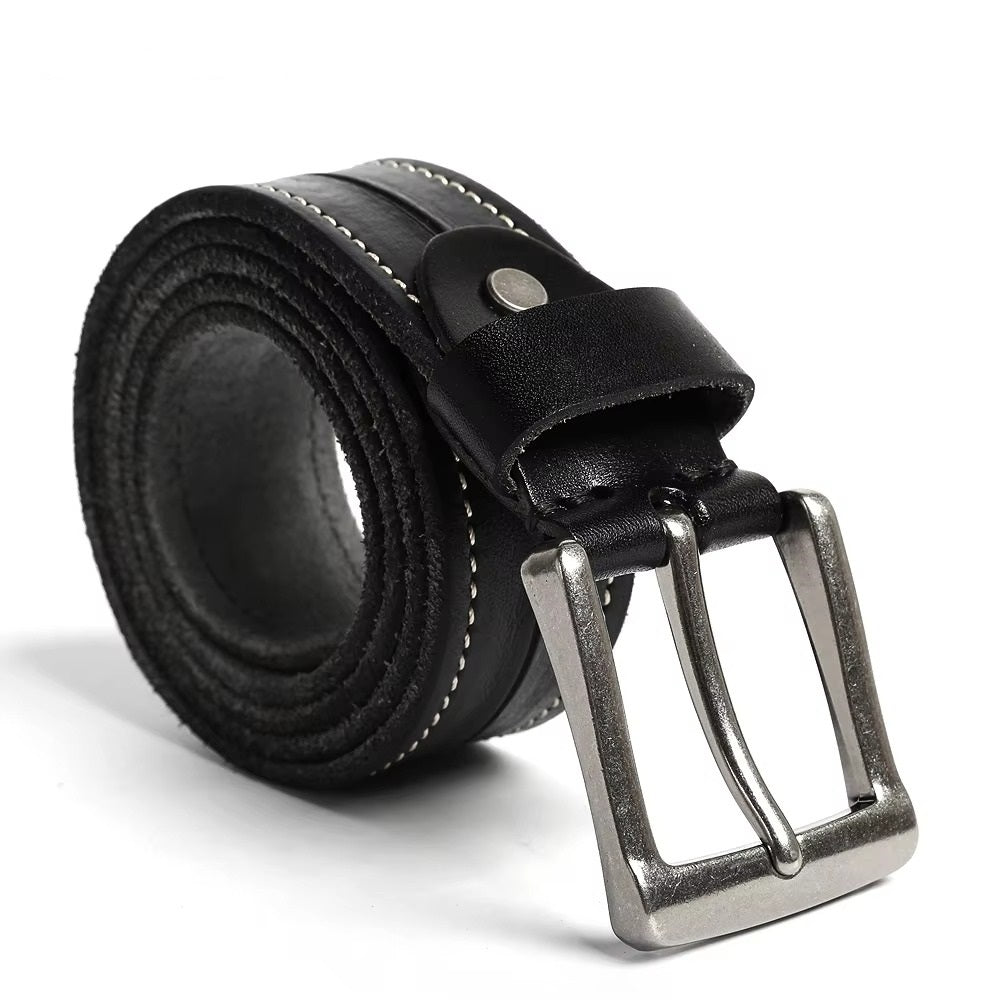 Men's Full Grain Leather Belt, Vintage Style Adjustable Belt