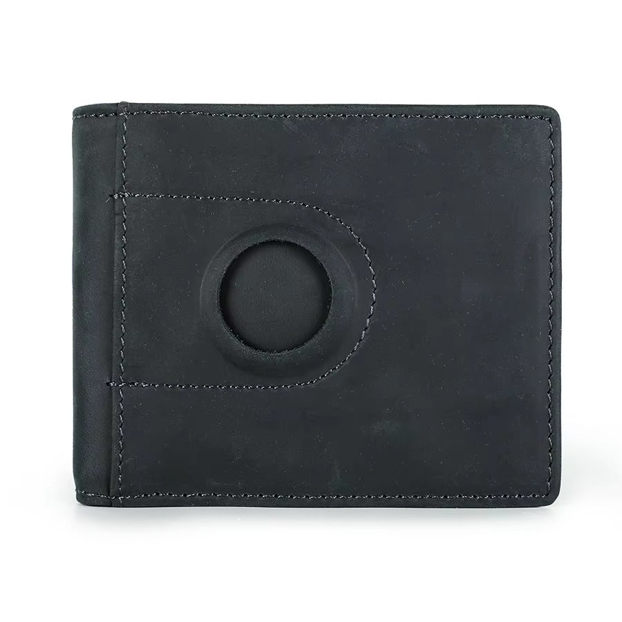 Slim Bifold RFID Leather Wallet Clip Wallet with AirTag Slot