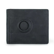 Slim Bifold Wallet for Men, Handmade RFID Leather Clip Wallet with AirTag Slot