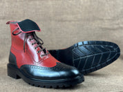 Men's Multi-color Wing Tip Brogue Ankle Boots