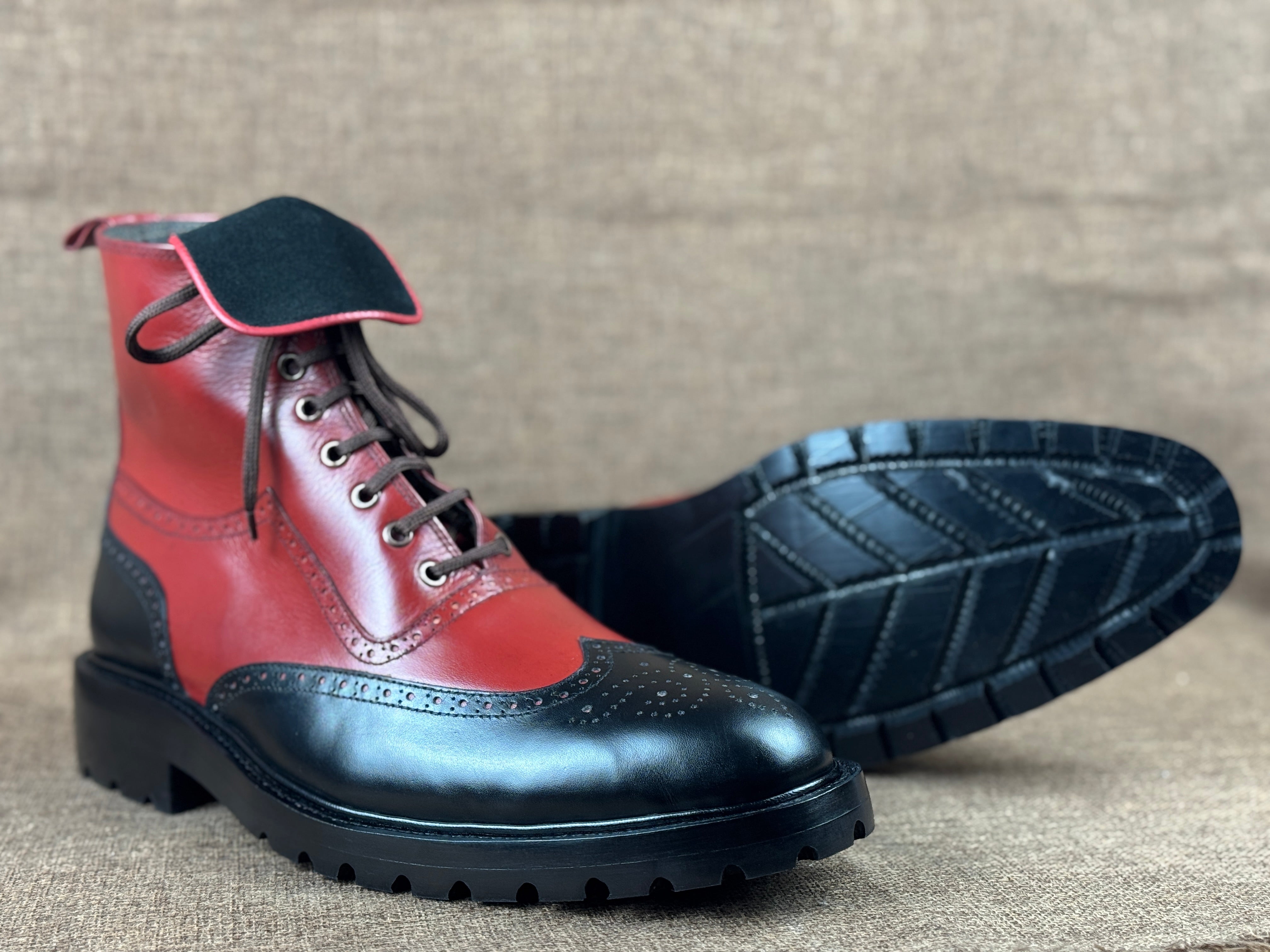 Men's Multi-color Wing Tip Brogue Ankle Boots