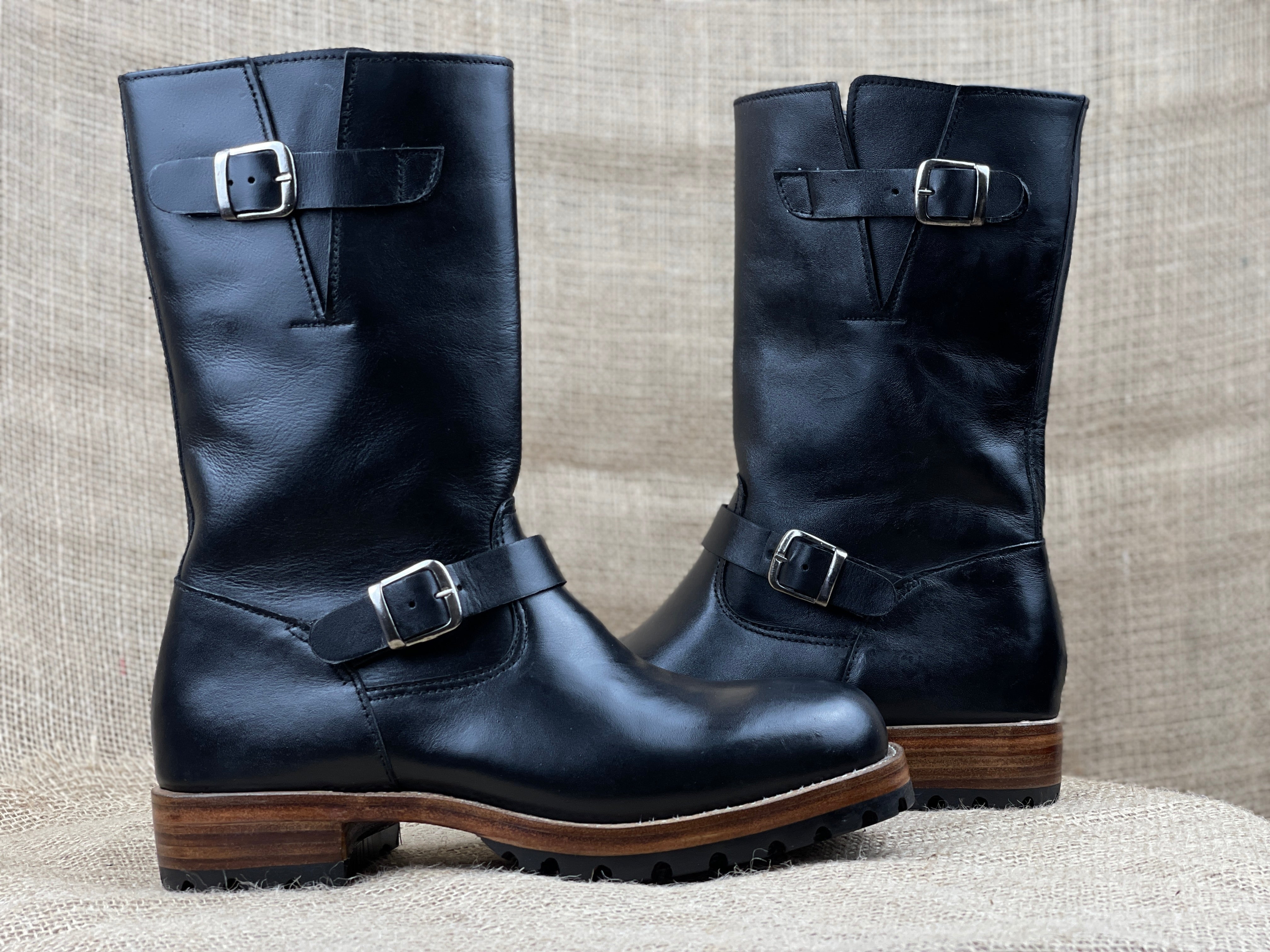 Rider Boots for Men, Handmade Mens Black Biker Leather Boot Motorcycle Boot