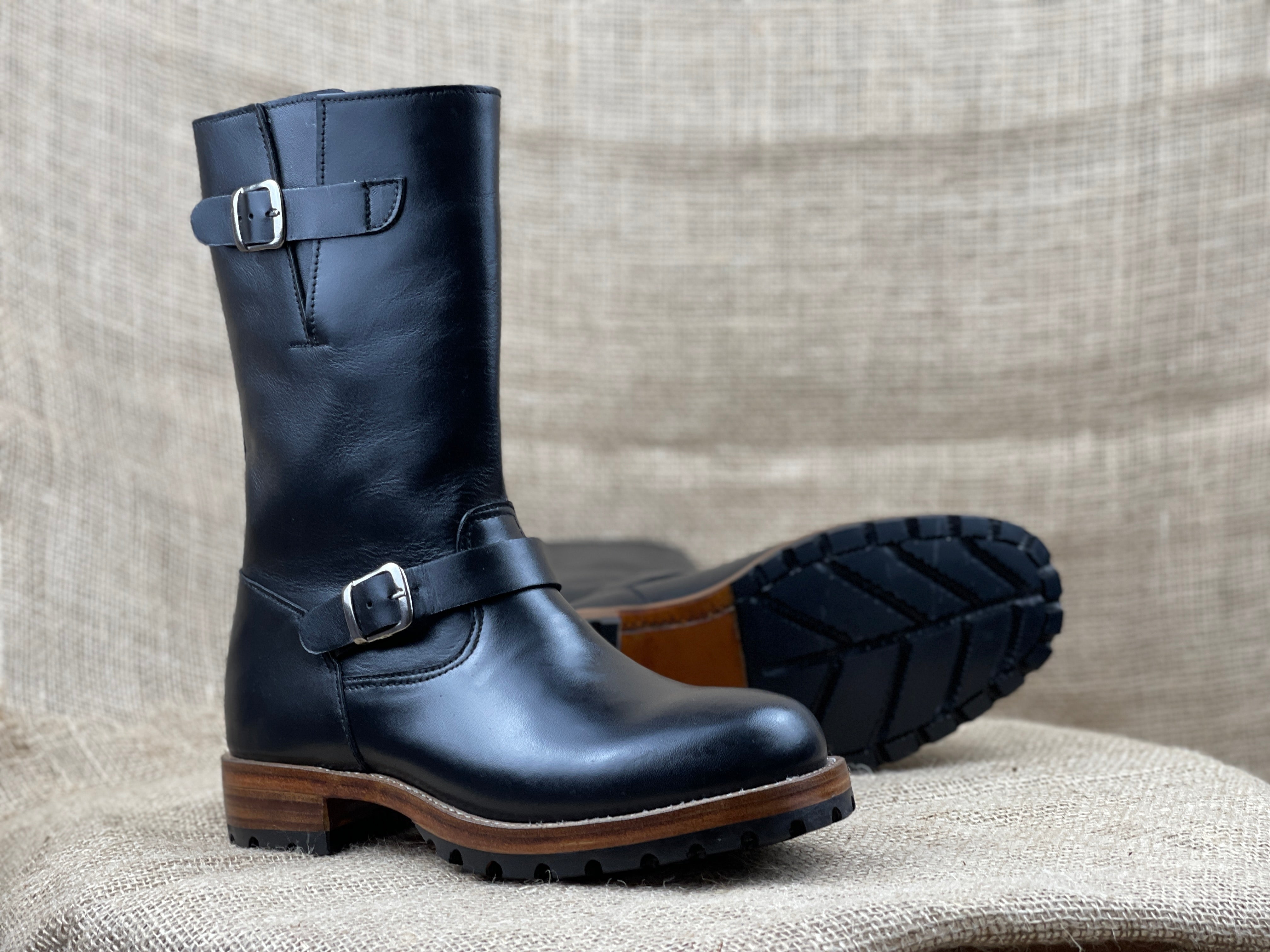 Rider Boots for Men, Handmade Mens Black Biker Leather Boot Motorcycle Boot