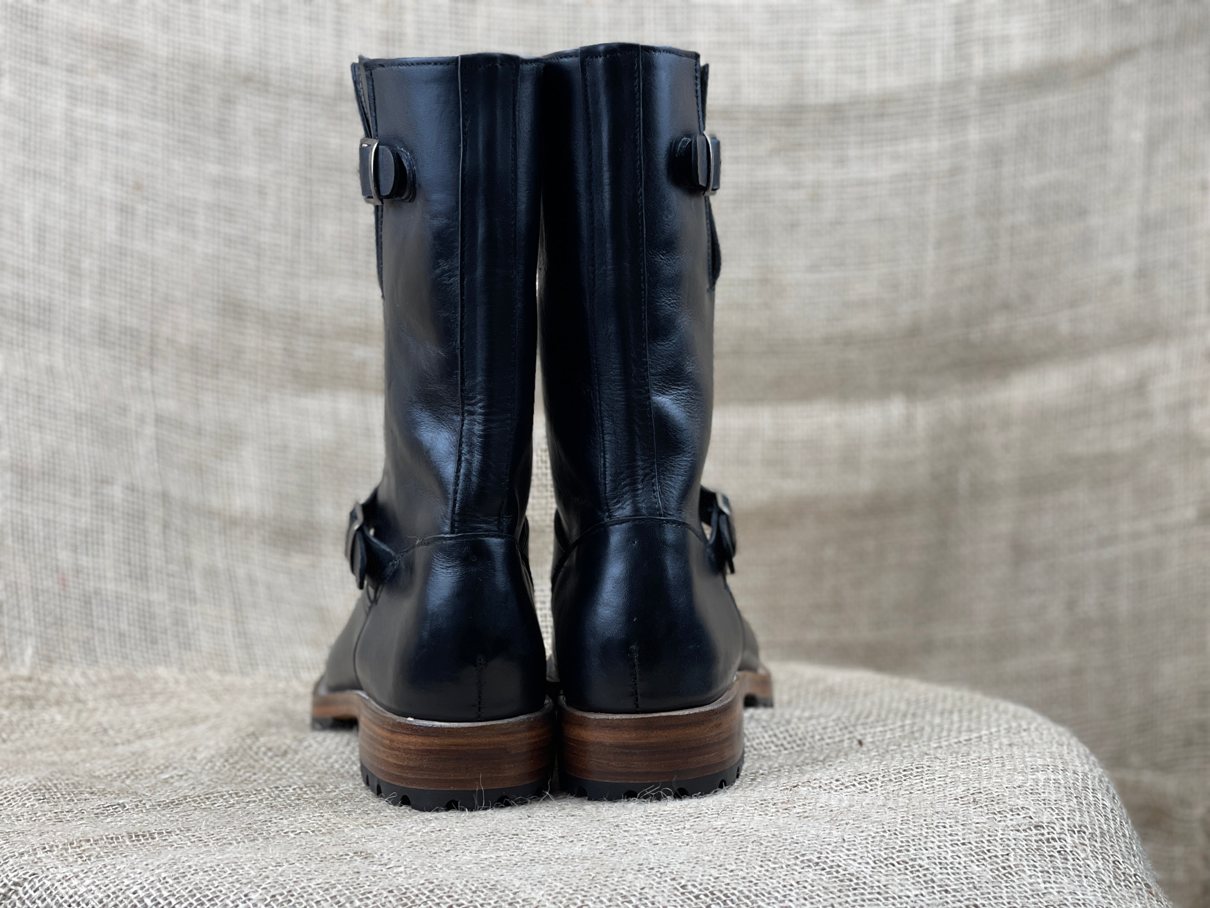 Rider Boots for Men, Handmade Mens Black Biker Leather Boot Motorcycle Boot