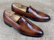 Handcrafted Men's Chaplin Tassel Loafer in Rich Brown