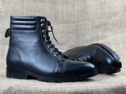 Punk Black Handmade Napoleon Boots, Mens Combat Boot