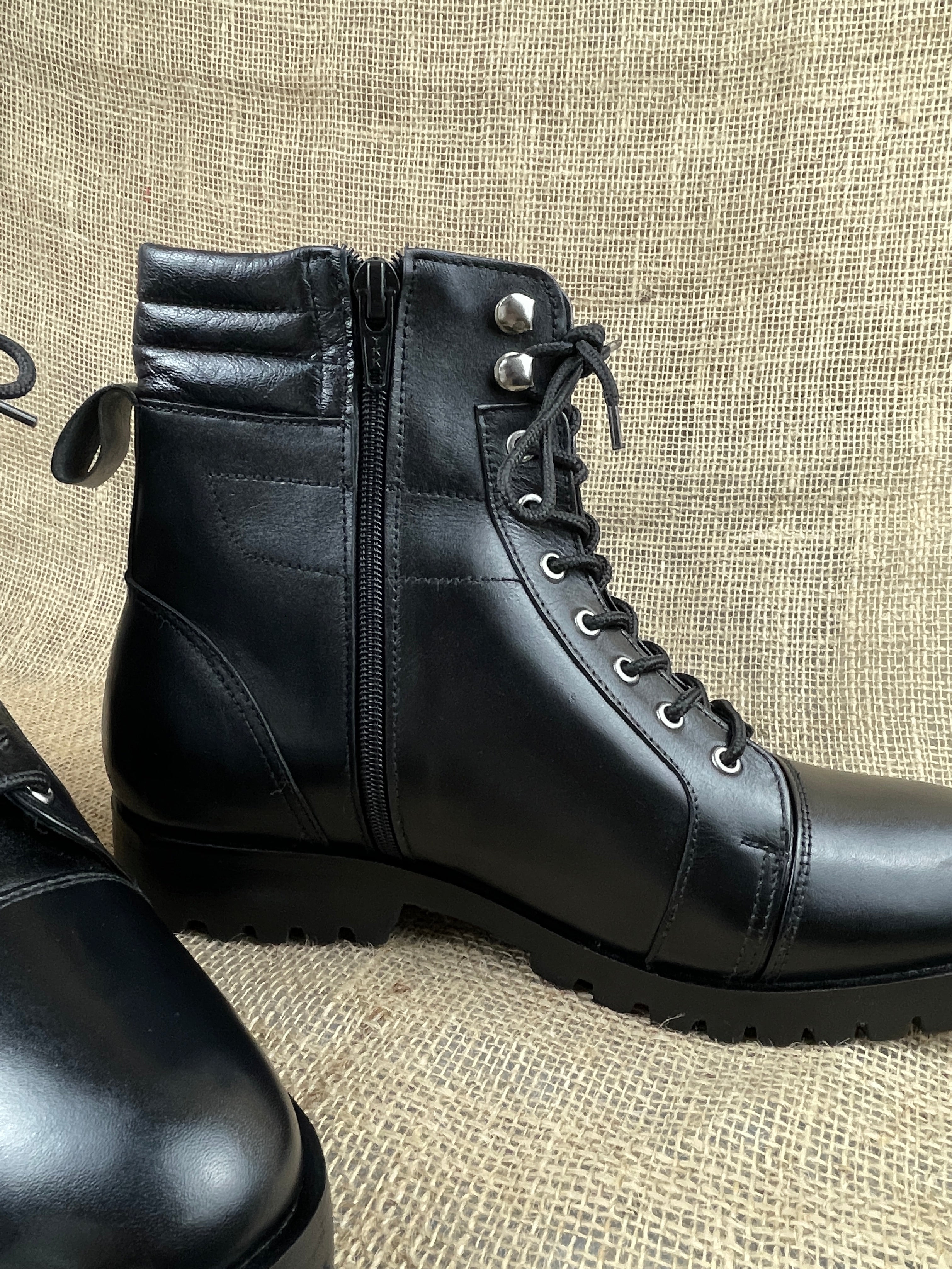 Punk Black Handmade Napoleon Boots, Mens Combat Boot