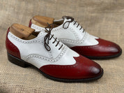 Handmade Men Two Tone Formal Shoes, Spectator Shoes Wing Tip Shoes