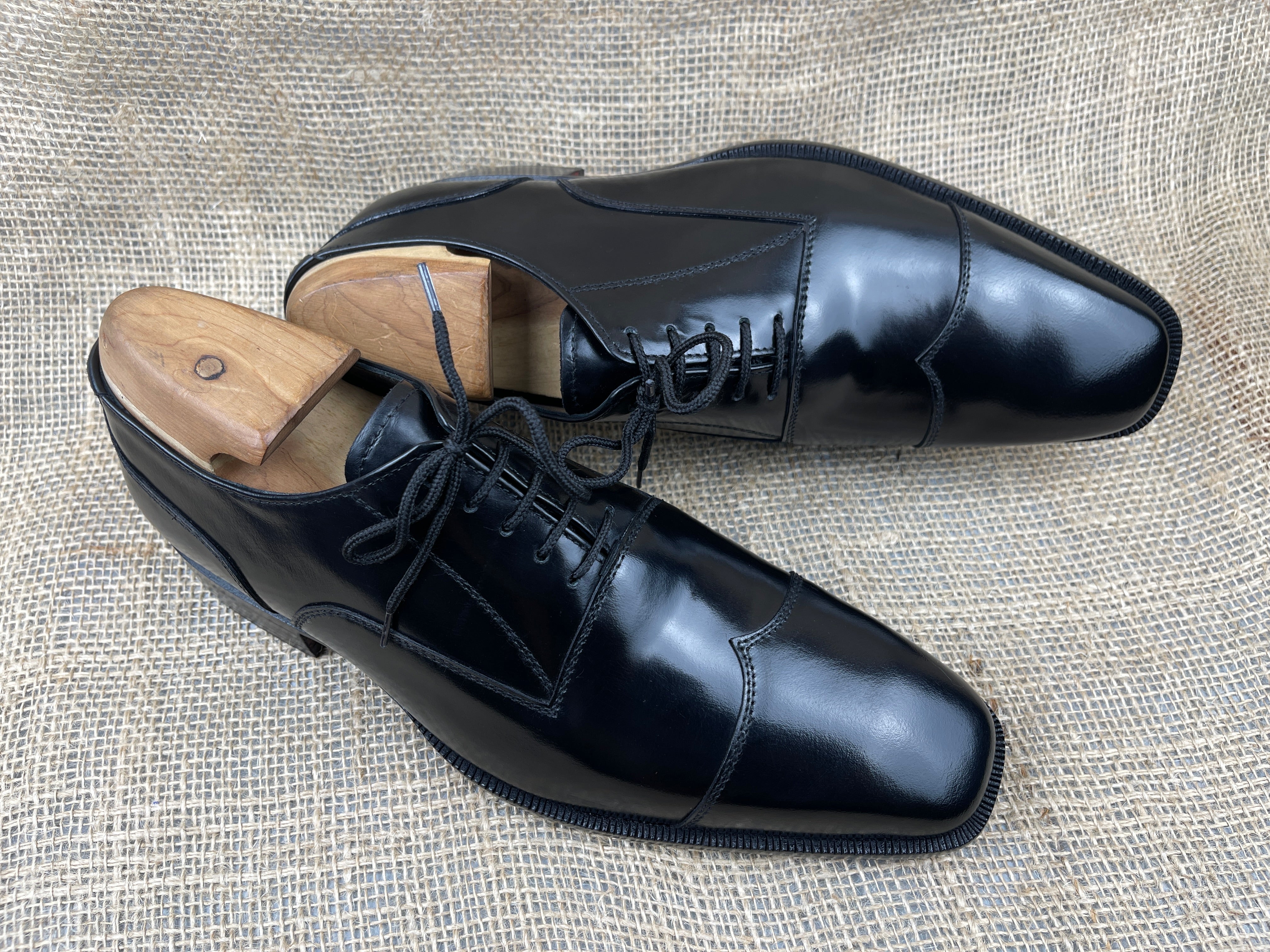 Handmade Mens Black Formal Shoes, Men Black Tuxedo Leather Shoes, Shoes