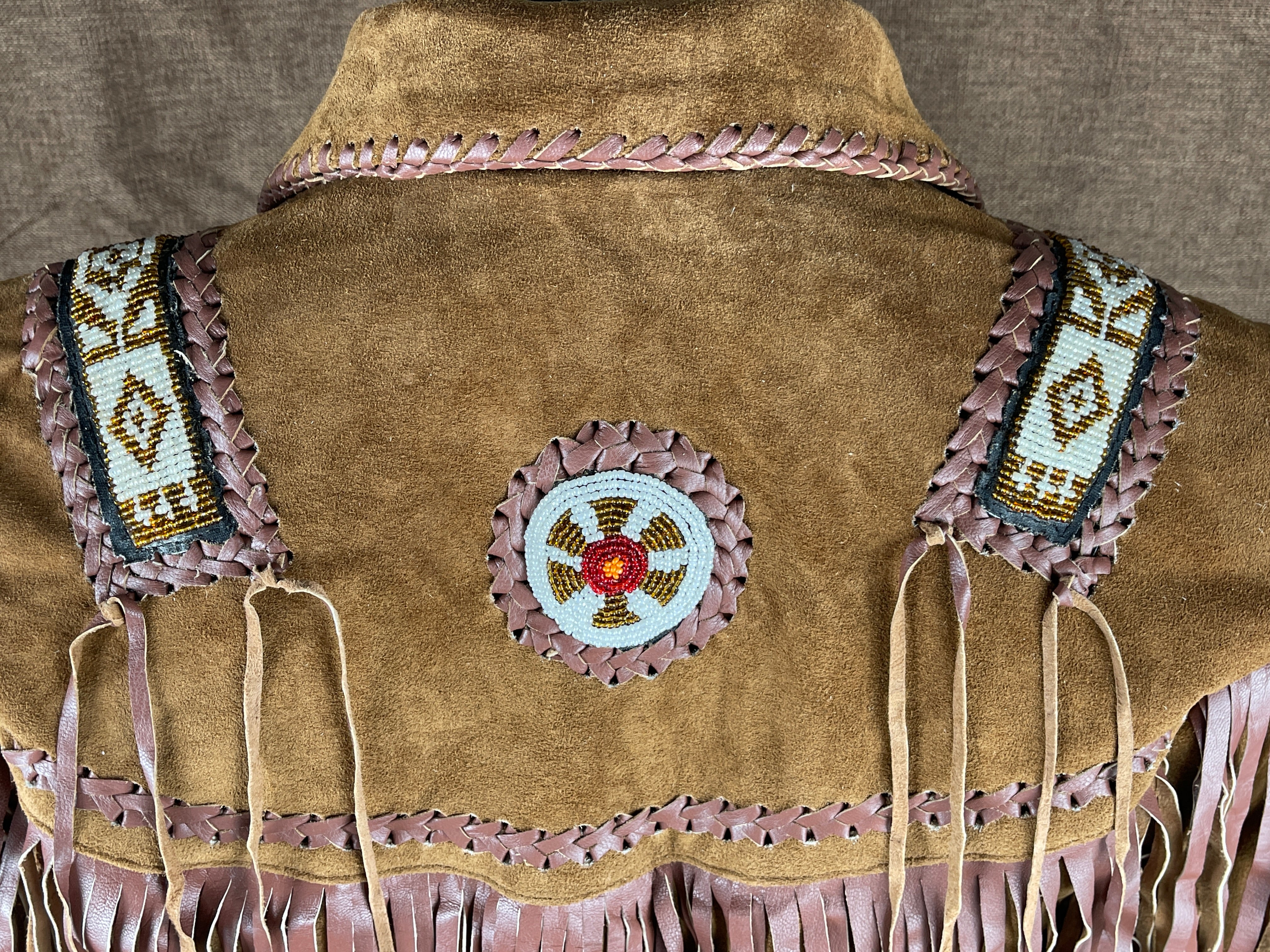 Men's Handmade Tan Brown Fringed Suede Leather Cowboy Jacket