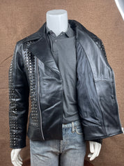 Punk Handmade Men's Studded Leather Jacket,rock Style Leather Jacket
