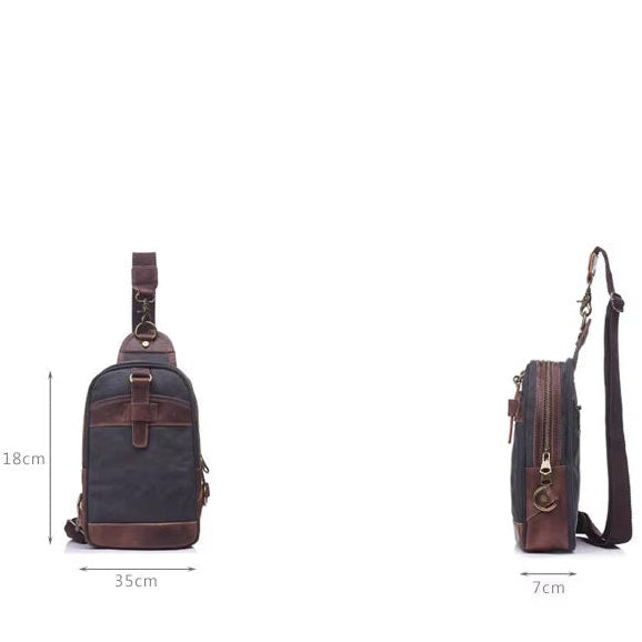 Men's Vintage Waterproof Canvas Crossbody Chest Bag