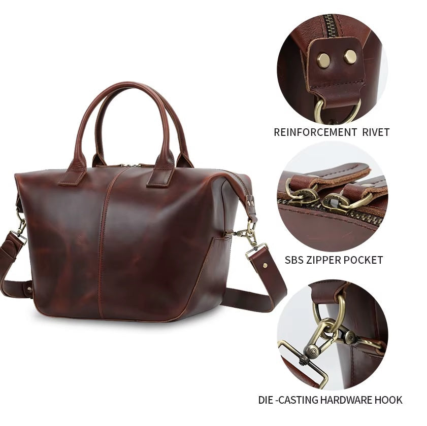Women's Brown Leather Duffel Bag — Oliver