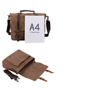 Men's Brown Canvas and Leather Crossbody Messenger Bag — Easton