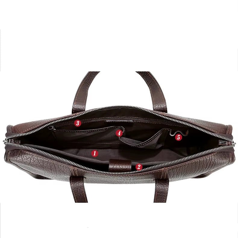 Men's Elegant Full Grain Leather Laptop Briefcase