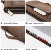 Leather Book Cover with Handle & Pockets