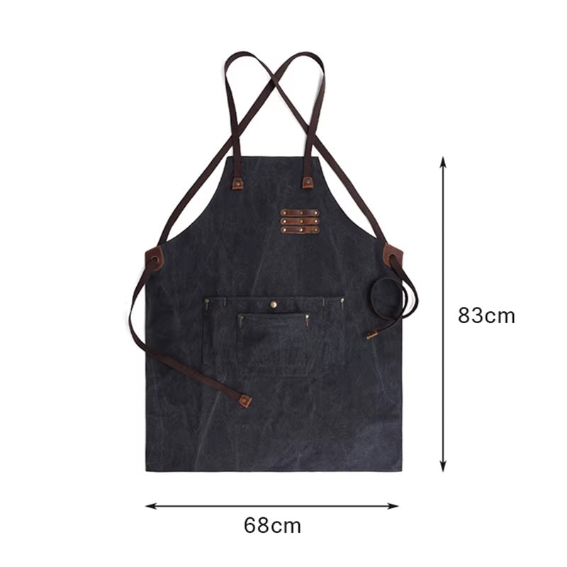 Handmade Multi-Pocket Adjustable Waxed Canvas Men’s Work Apron