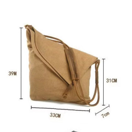 Tan and Brown Foldover Canvas Crossbody Messenger Bag — Fitch