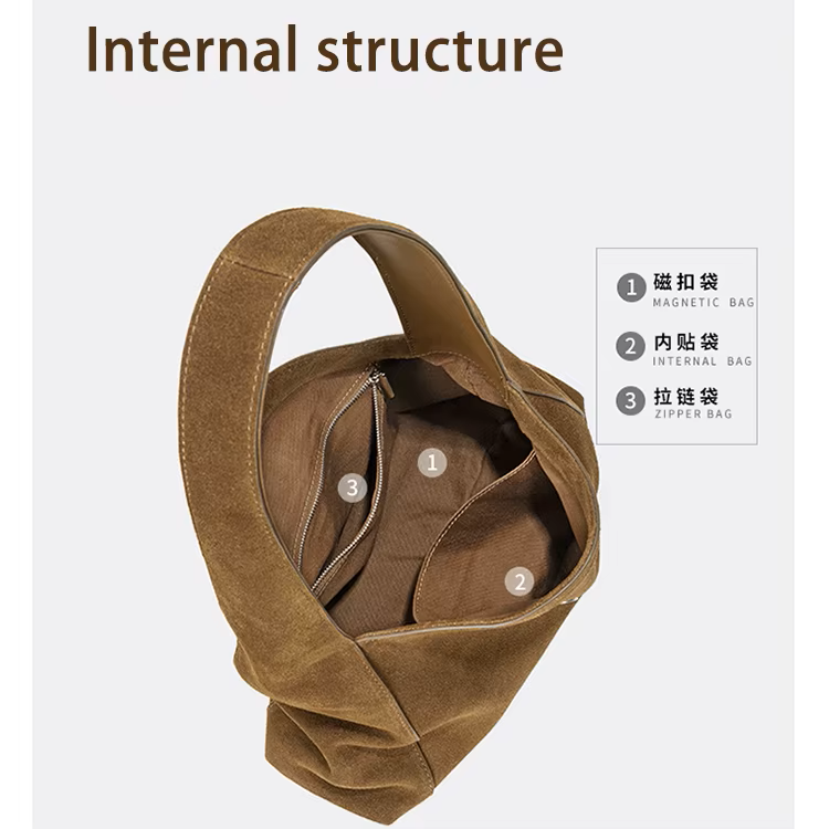 Women's Slouchy Suede Shoulder Bag - Underarm Leather Hobo Tote