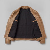 Men's Tan Leather Trucker Jacket — Baynards