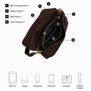 Women's Dark Brown Suede Shoulder Bag