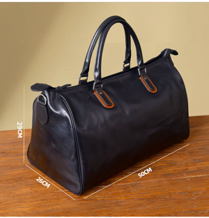 Men's Luxury Weekender Leather Luggage Duffel Travel Bag