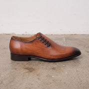 Men's Brown Wholecut Leather Oxfords — Perceval
