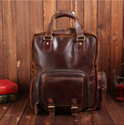 Full-Grain Leather Laptop Backpack with Tripod Holder