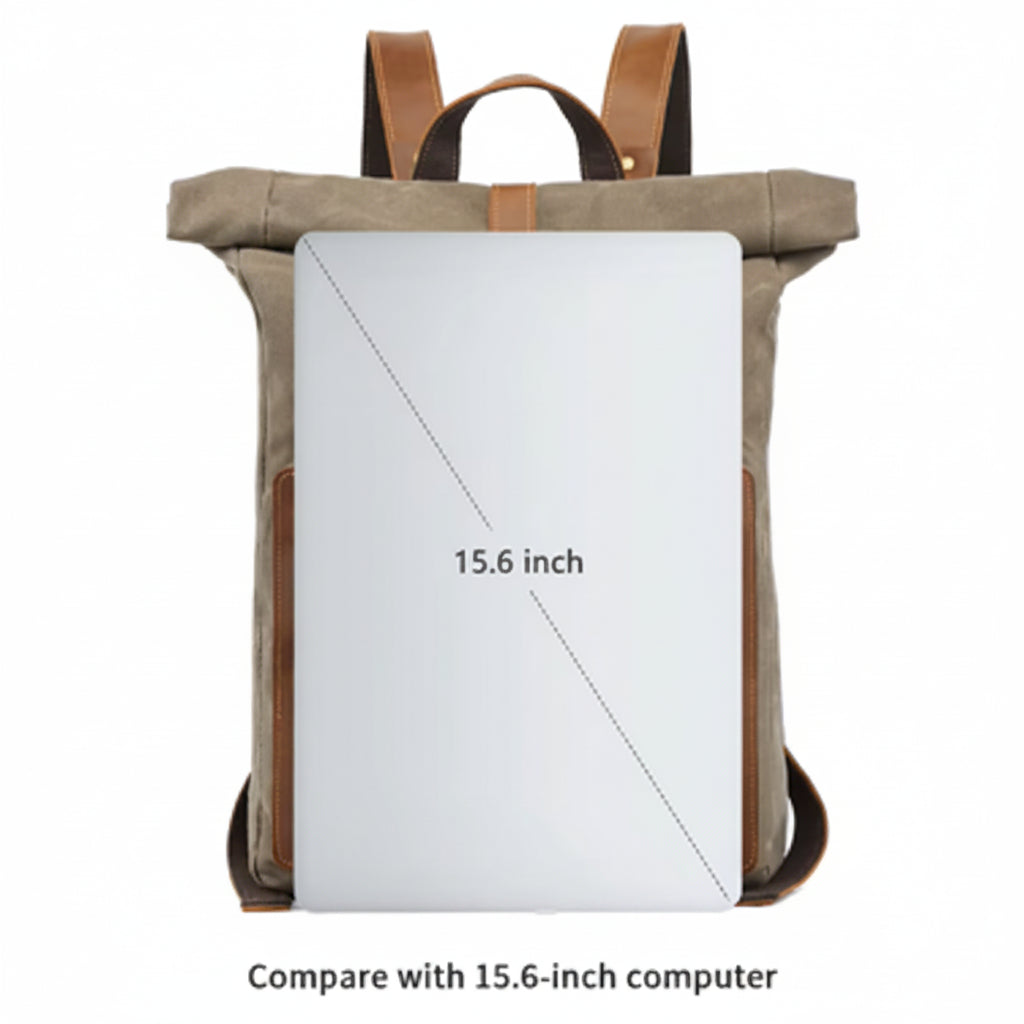 Vintage Waterproof 15 Inch Laptop Leather Accents Backpack