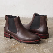 Men's Coffee Plain-Toe Leather Chelsea Boots — Billingham