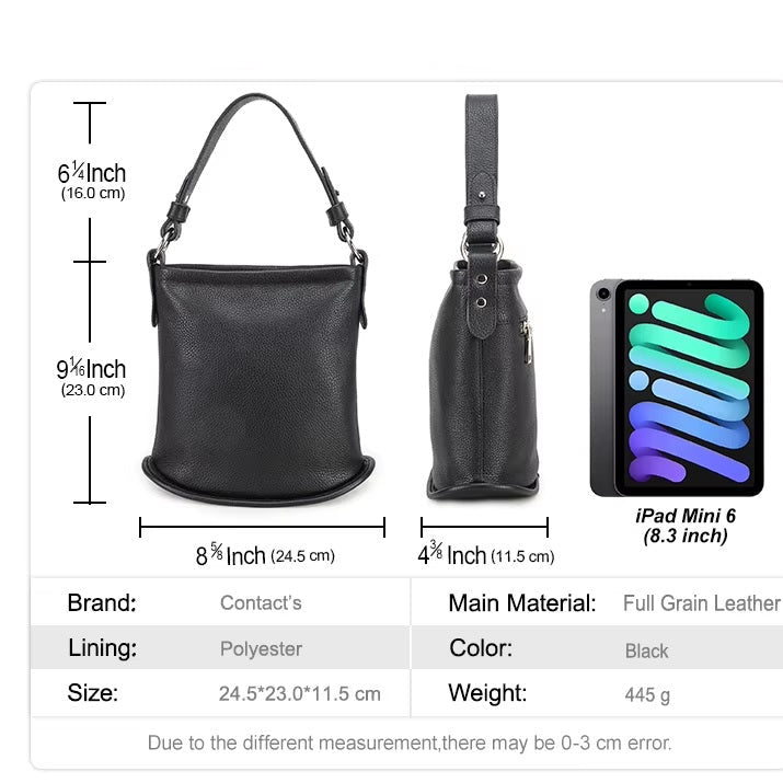 Mini Leather Bucket Bag for Women- Full Grain Handbag & Purse