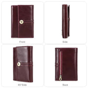 Genuine Leather Zipper Coin Pocket Trifold Wallet