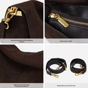 Women's Dark Brown Suede Shoulder Bag