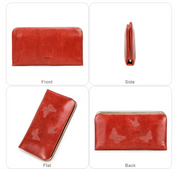 Women's Red Butterfly-Embossed Leather Wallet
