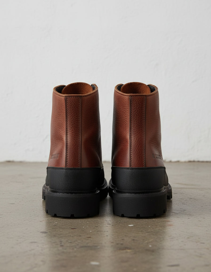 American Full-Grain Leather Men's Shock Absorbing Toe Moto Boots - back-view