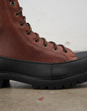 American Full-Grain Leather Men's Shock Absorbing Toe Moto Boots - detail-view-showing-texture