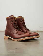 American Full-Grain Leather Soft Calf Frontal Impact Protection Walnut Brown Moto Biker Boots - angle-view-showing-depth