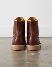 American Full-Grain Leather Soft Calf Frontal Impact Protection Walnut Brown Moto Biker Boots - back-view