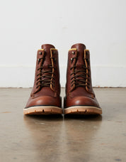 American Full-Grain Leather Soft Calf Frontal Impact Protection Walnut Brown Moto Biker Boots - front-view