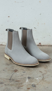Men's Light Gray Suede Chelsea Boots