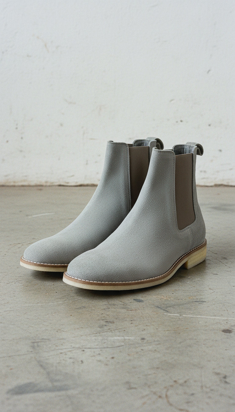 Men's Light Gray Suede Chelsea Boots