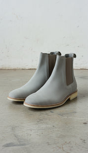 Men's Light Gray Suede Chelsea Boots