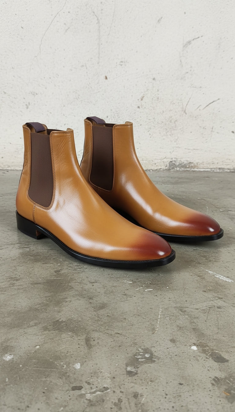 Handmade Mens Brown Chelsea Leather Boot, Mens Leather Boot, Men Ankle Boot