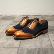 New Handmade Men Classic Brogue Style Wing Tip Leather Suede Dress Shoes