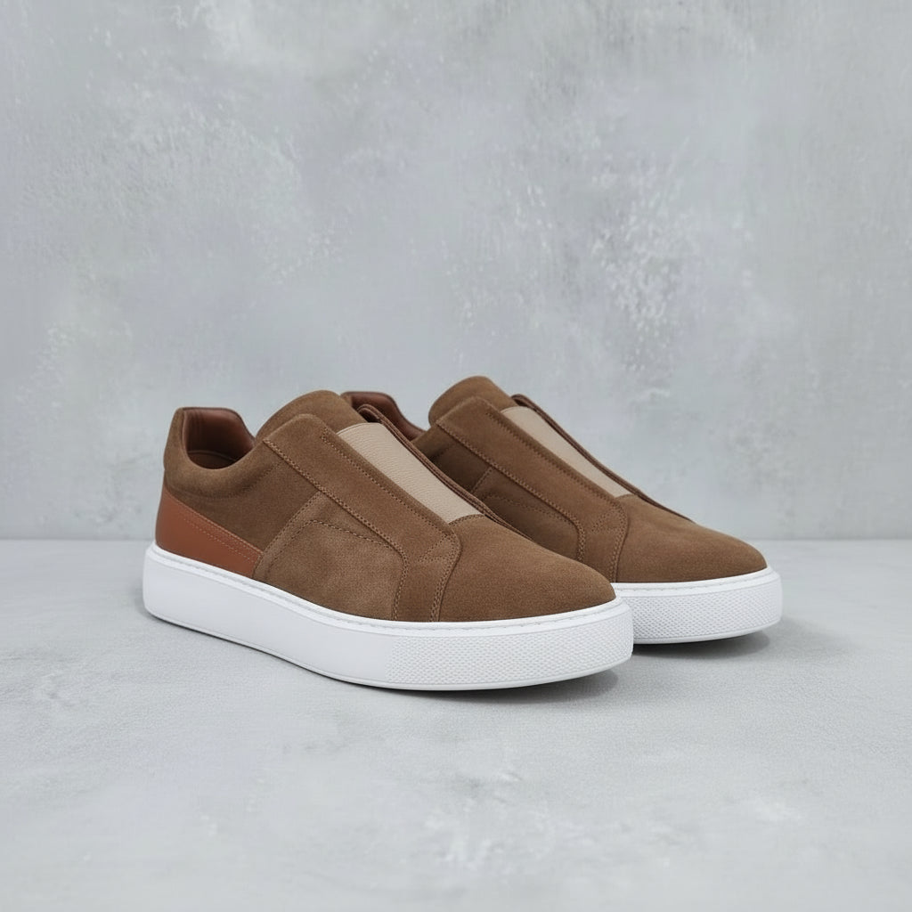 Men's Brown Suede Slip-On Sneakers