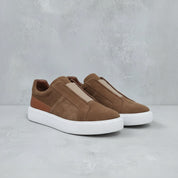 Men's Brown Suede Slip-On Sneakers