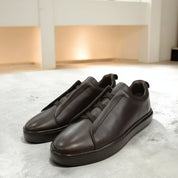 Men's Dark Brown Leather Loafer-Sneaker